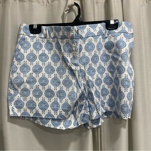 Blue and White Textured Shorts